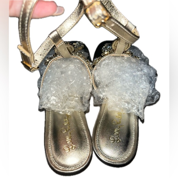 Lilly Pulitzer Glamorous Gold and Silver Jeweled Sandals with Ankle Straps, 7.5M - Picture 12 of 14